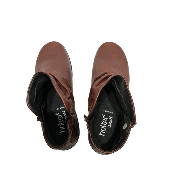 Hotter Murmur Super Soft Brown Comfort Leather Booties women's Double Zip Sz 9.5 - Picture 8 of 11